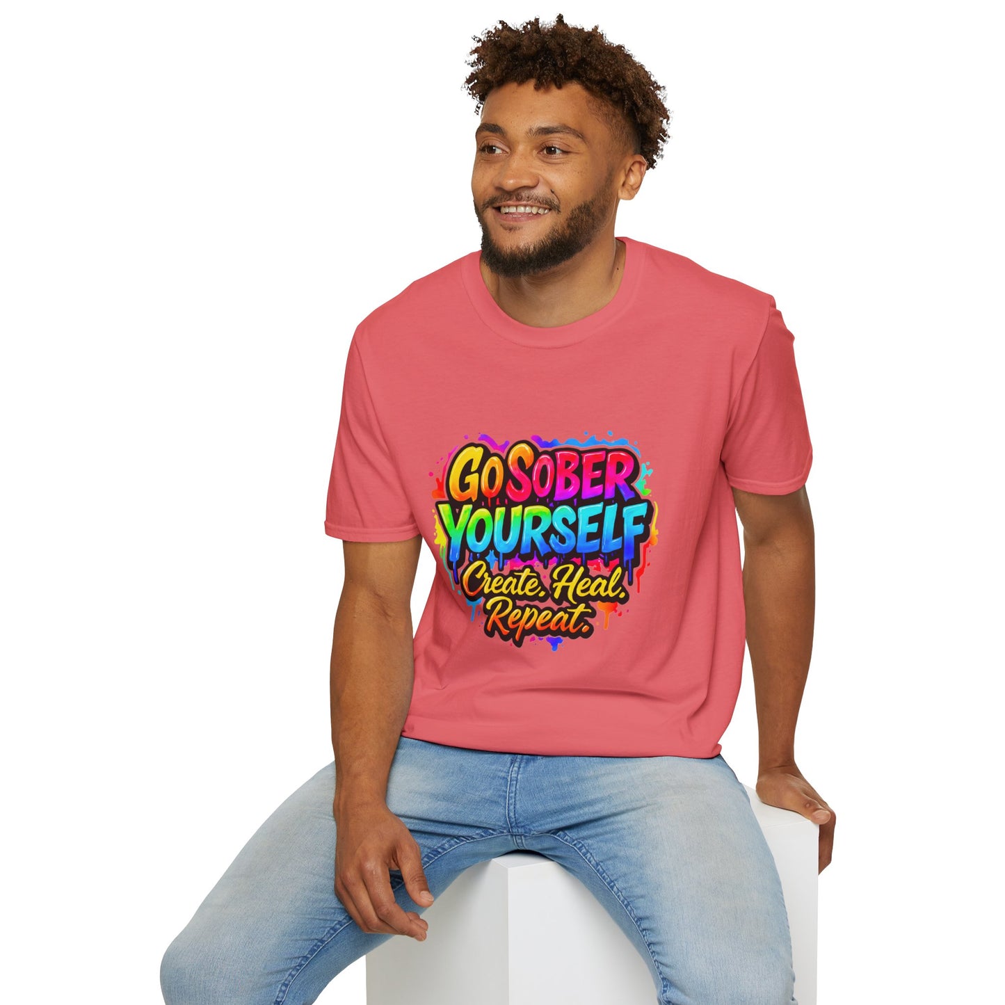 Go Sober Yourself Tee "Create Heal Repeat"
