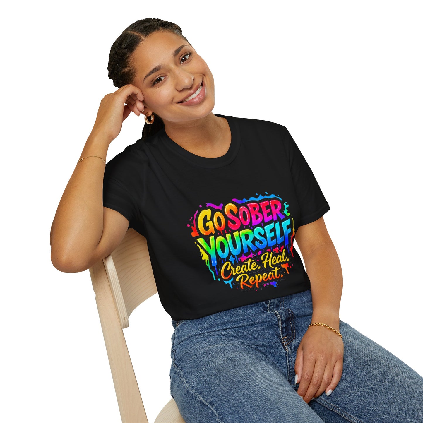 Go Sober Yourself Tee "Create Heal Repeat"