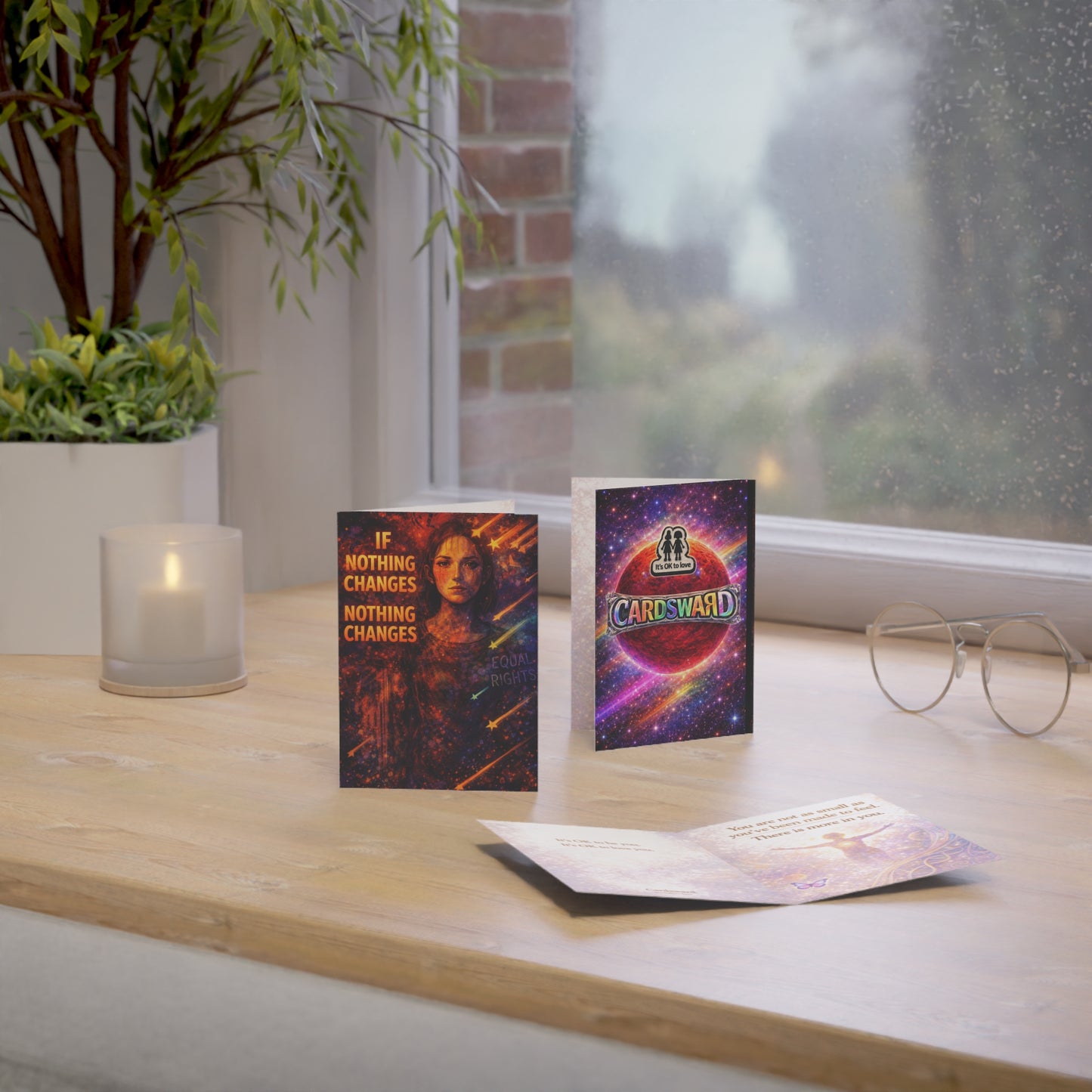 Greeting Cards — Rainbow 'Cardsward' & 'If Nothing Changes Nothing Changes' Equality Art Cards (1/10/30/50 pcs)