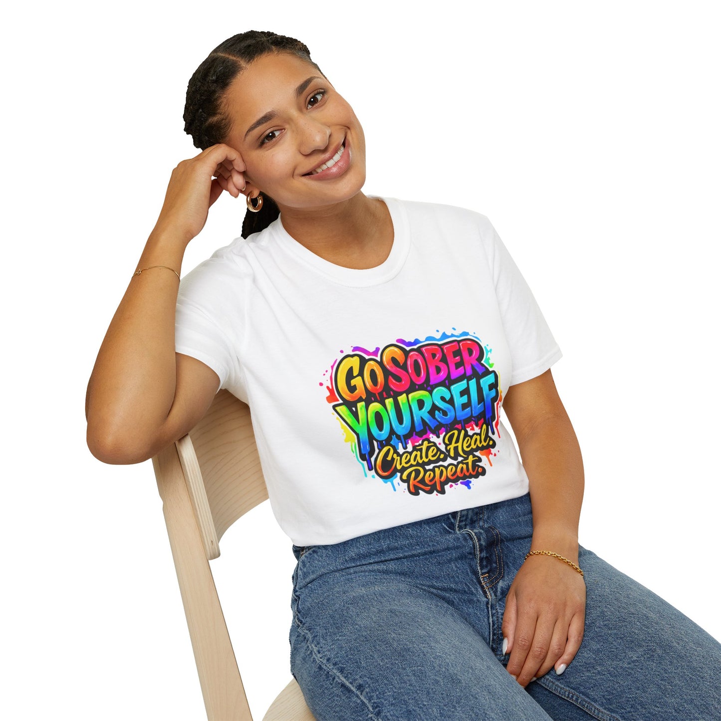 Go Sober Yourself Tee "Create Heal Repeat"