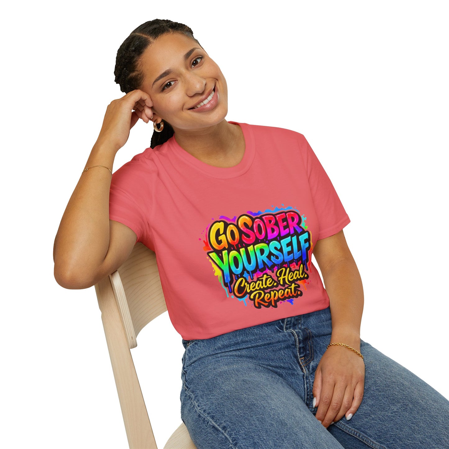 Go Sober Yourself Tee "Create Heal Repeat"
